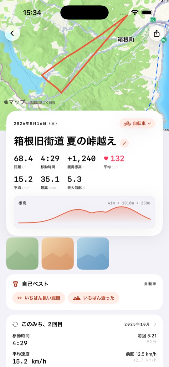 あしあと 日記画面。読み物として読める記録